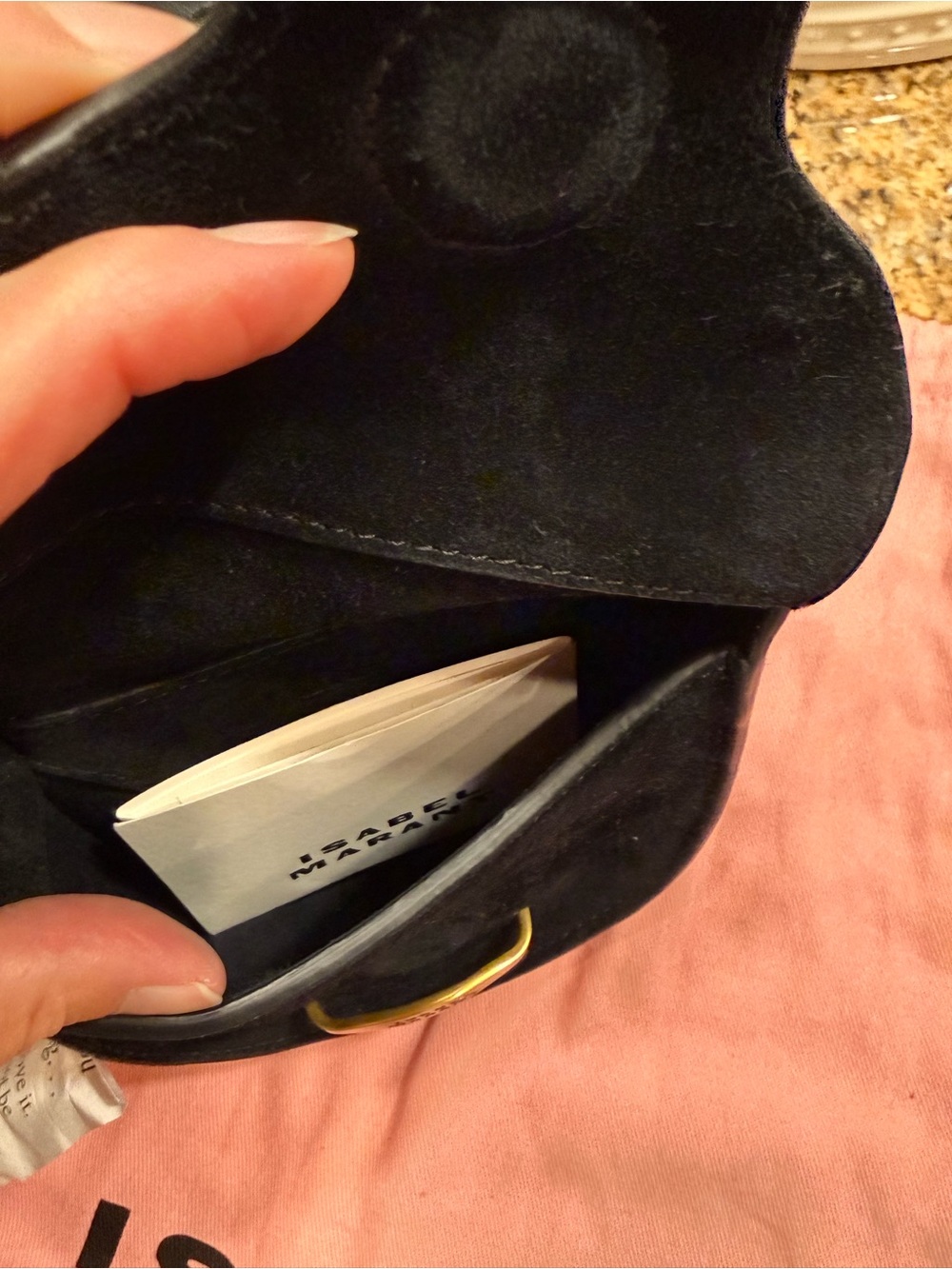 Isabel Marant Black Leather & Suede Mini Crossbody with Gold Plaque-mini Botsy - Picture 3 of 3